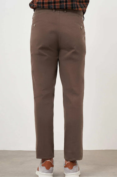 Morven Men's Brown Cotton Side Pocket Dynamic Fit Chino Trousers