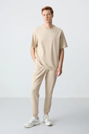 Tommylife Cotton Thick Soft Textured Oversize Fit Basic Men's Tracksuit Set