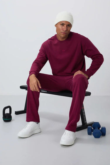 Compact Cotton Thick Smooth Textured O-Neck Comfort Fit Men's Tracksuit Set