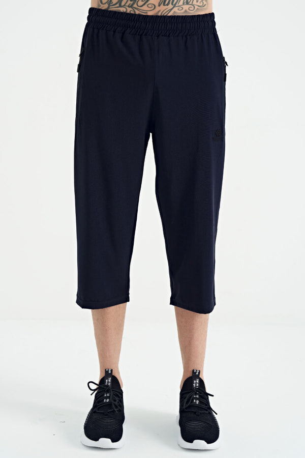 Men's Standard Fit Lace-Up Capri Pants with Zipper Pocket