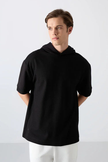 TOMMYLIFE Men's Oversize Fit Textured Cotton Basic T-Shirt
