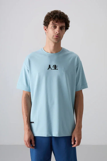 TOMMYLIFE Men's Oversize Fit Contemporary Print Soft Cotton T-Shirt