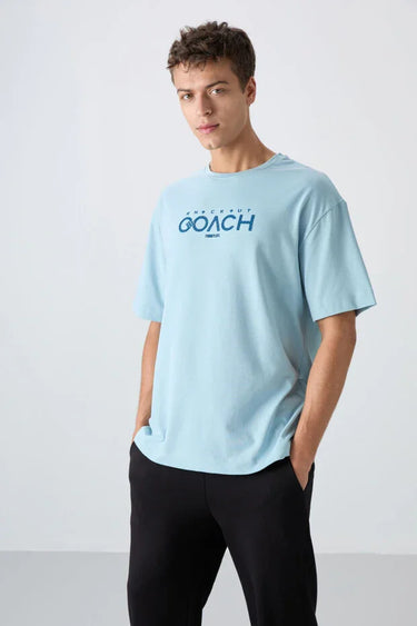 TOMMYLIFE Men's Oversize Fit Printed Soft Textured Cotton T-Shirt