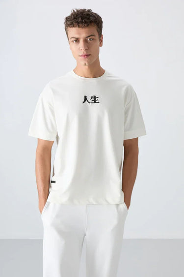 TOMMYLIFE Men's Oversize Fit Contemporary Print Soft Cotton T-Shirt