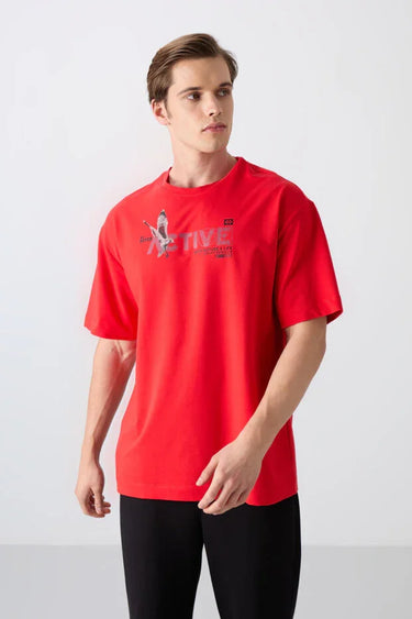 TOMMYLIFE Men's Oversize Graphic Print Soft-Feel Cotton T-Shirt