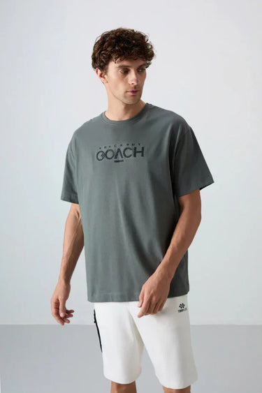 TOMMYLIFE Men's Oversize Fit Printed Soft Textured Cotton T-Shirt