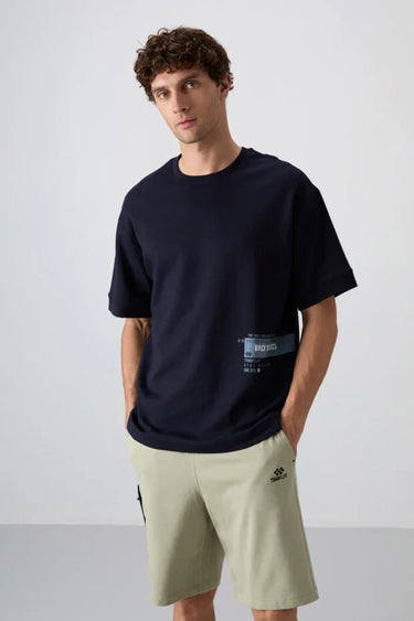 TOMMYLIFE Men's Oversize Fit Expressive Print Soft Cotton T-Shirt