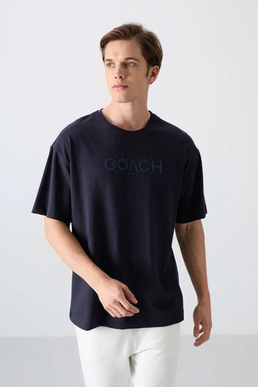 TOMMYLIFE Men's Oversize Fit Printed Soft Textured Cotton T-Shirt