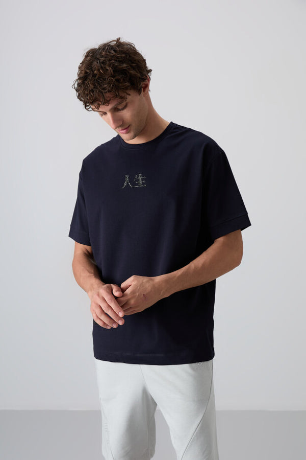 TOMMYLIFE Men's Oversize Fit Contemporary Print Soft Cotton T-Shirt