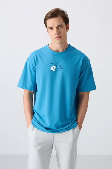 TOMMYLIFE Men's Oversize Fit Bold Print Soft Cotton T-Shirt