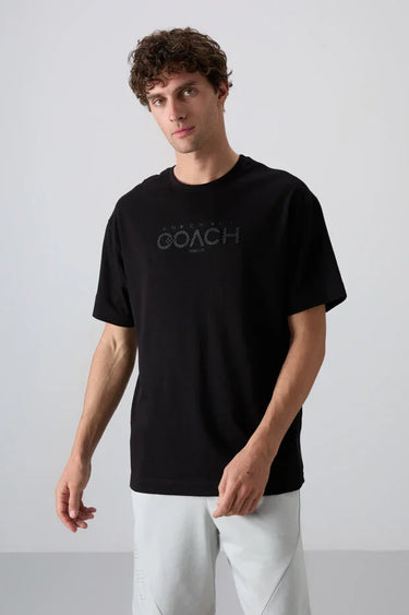 TOMMYLIFE Men's Oversize Fit Printed Soft Textured Cotton T-Shirt