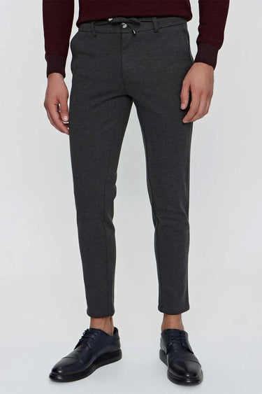 Morven Men's Anthracite Miami Knitted Slim Fit Slim Cut Elastic Waist and Sports Trousers