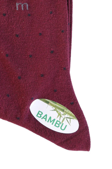 Morven Men’s Claret Red Bamboo Dotted Long Socks