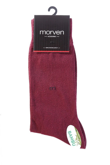 Morven Men’s Claret Red Bamboo Plain Long Socks