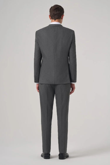 Morven Men's Smoke Grey Double-Breasted Striped Suit