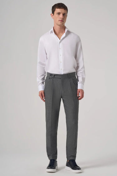 Morven Men's Polyviscose Trendy Patterned Slim Fit Double Pleated Trousers