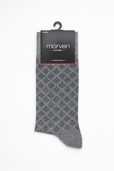 Morven Men’s Gray Bamboo Patterned Ankle Socks