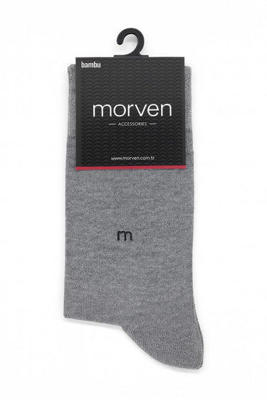 Morven Men’s Gray Bamboo Plain Ankle Socks