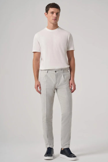 Morven Men's Grey Trendy Pleated Slim Fit Trousers