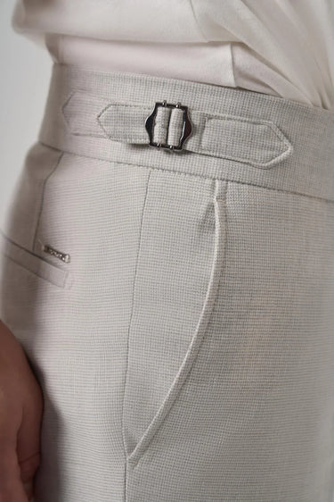 Morven Men's Grey Trendy Pleated Slim Fit Trousers