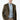 Man wearing khaki slim fit blazer, light blue shirt, and beige trousers, front view.