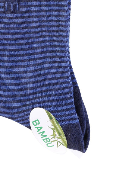 Morven Men’s Navy Blue Bamboo Striped Long Socks