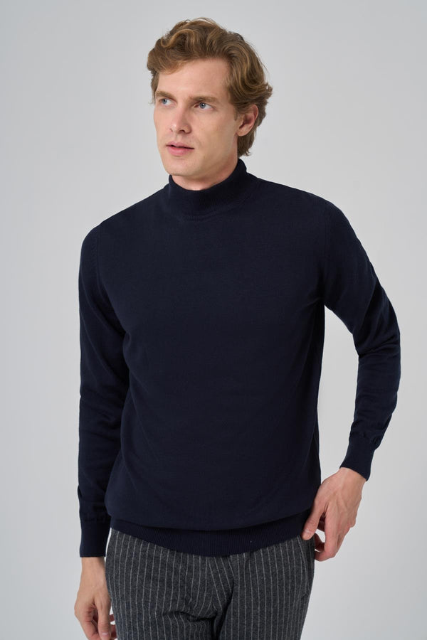 Morven Men's Basic Half Turtleneck Fit Relaxed Cut Knitwear