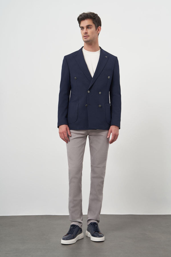 Morven Men's Navy Seersucker Slim Fit Blazer