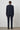 Morven Men's Navy Blue Polyviscon Striped Slim Fit Pointed Collar Suit