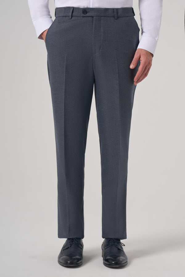 Morven Men's Navy Blue Polyviscose Trendy Patterned Dynamic Fit Trousers