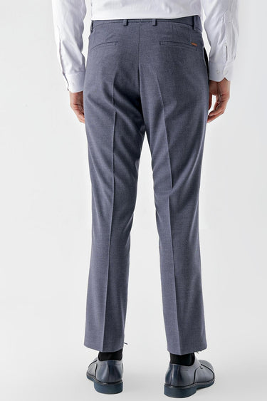 Morven Men's Navy Blue Polyviscon Trend Patterned Dynamic Fit Classic Trousers