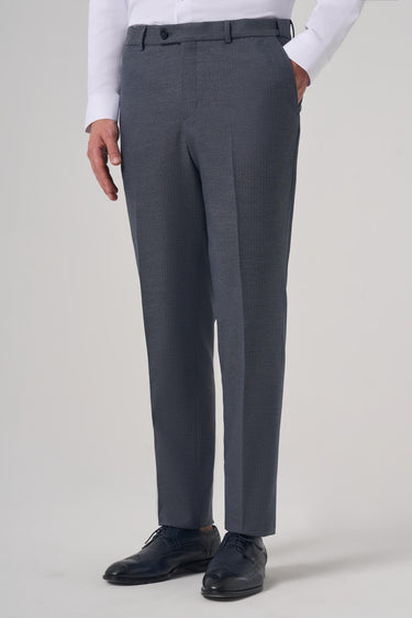 Morven Men's Navy Blue Polyviscose Trendy Patterned Dynamic Fit Trousers