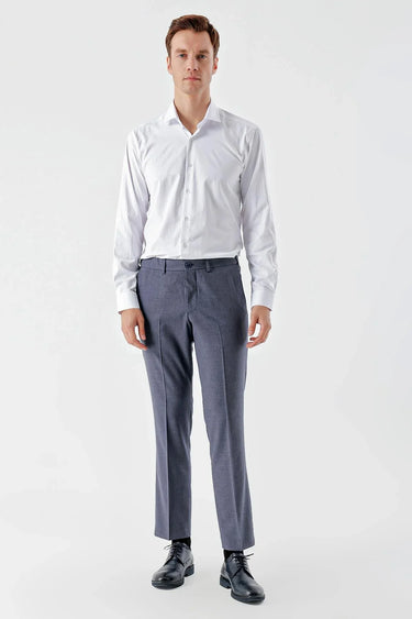 Morven Men's Navy Blue Polyviscon Trend Patterned Dynamic Fit Classic Trousers