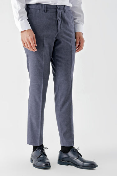 Morven Men's Navy Blue Polyviscon Trend Patterned Dynamic Fit Classic Trousers