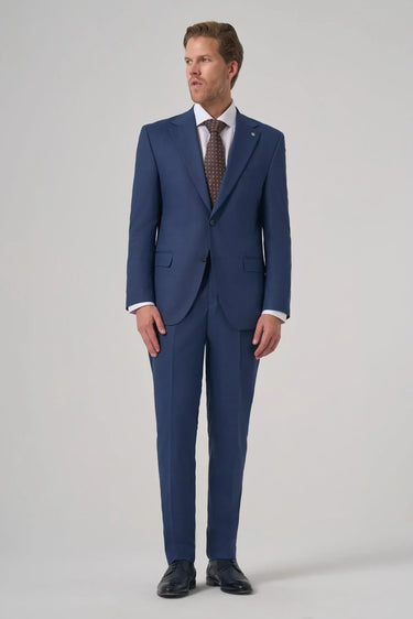 Morven Men's Navy Wool Dynamic Fit Mono Collar Suit