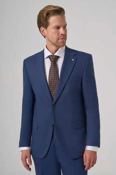 Morven Men's Navy Wool Dynamic Fit Mono Collar Suit