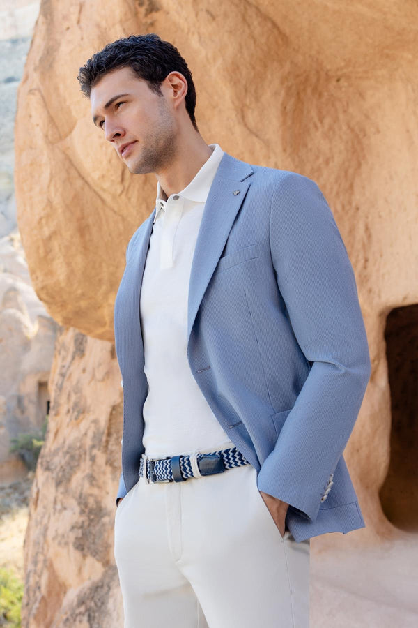 Morven Men's Blue Slim Fit Woven Blazer