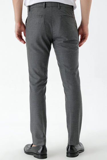 Morven Men's Black Beard Patterned Slim Fit Classic Trousers