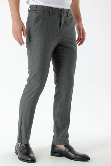 Morven Men's Black Beard Patterned Slim Fit Classic Trousers