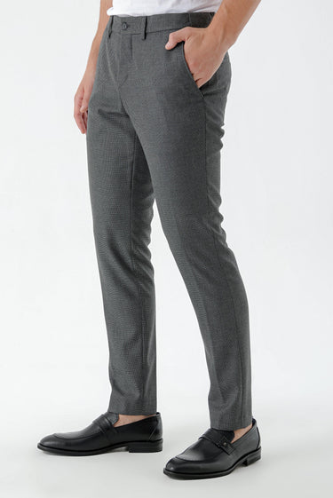Morven Men's Black Beard Patterned Slim Fit Classic Trousers