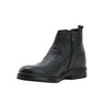 Black leather men's casual ankle boot with side zipper on white background