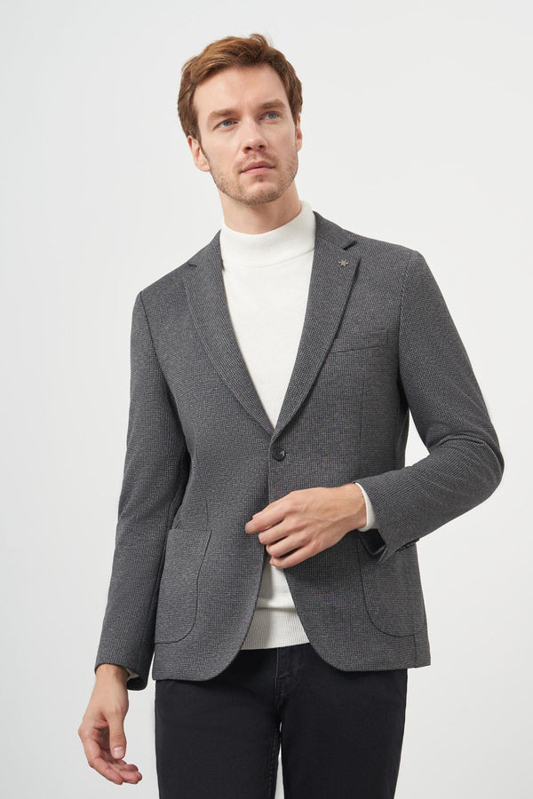 Morven Men's Black Slim Fit Knitted Blazer