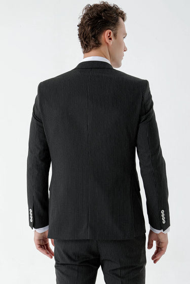 Morven Men's Black Striped Slim Fit Suit