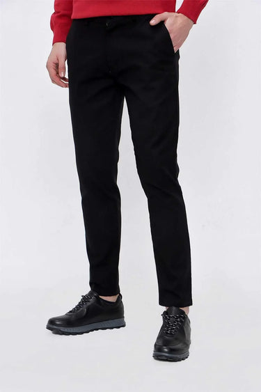 Morven Men's Black Precis Cotton Side Pocket Slim Fit Trousers