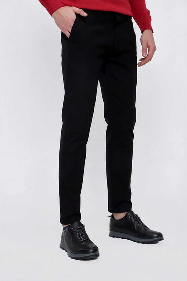 Morven Men's Black Precis Cotton Side Pocket Slim Fit Trousers