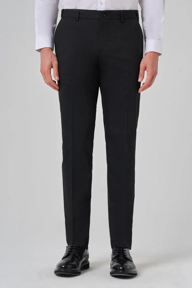 Morven Men's Black Wool Basic Straight Dynamic Fit Trousers