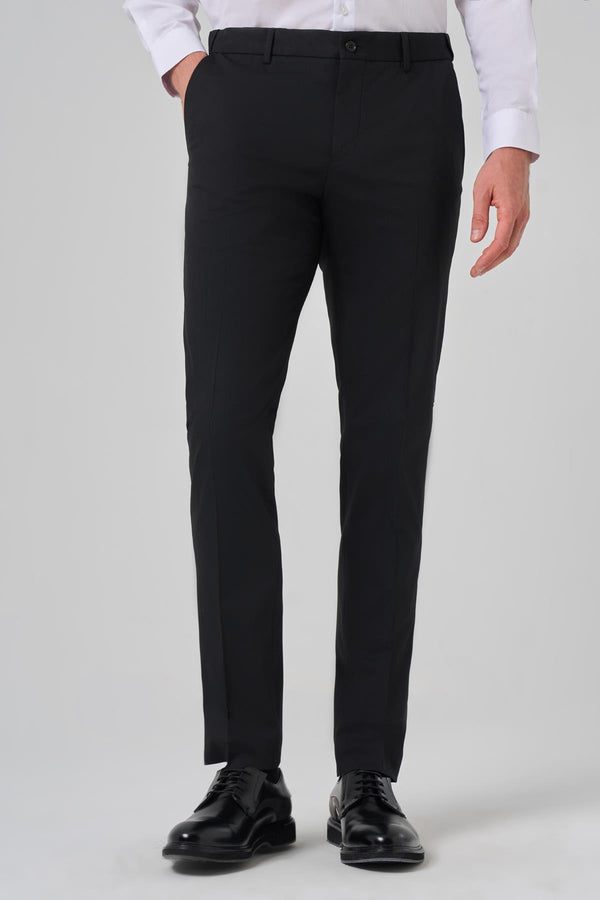 Morven Men's Black Wool Basic Straight Dynamic Fit Trousers