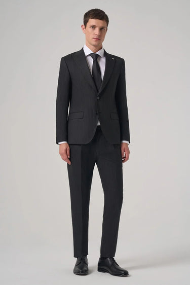 Morven Men's Black Striped Slim Fit Suit
