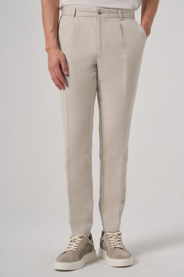 Morven Men's Stone Trend Slim Fit Elastic Waist Trousers