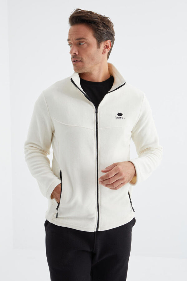 Zip-Up Stand-Up Collar Standard Fit Men’s Fleece Sweatshirt